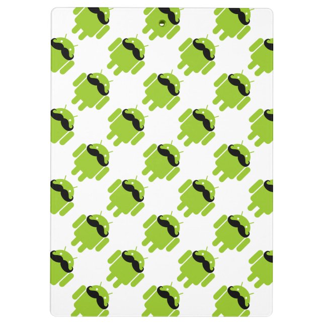 Android Robot Whimsical Moustache Style Clipboard (Back)