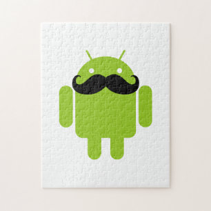 Android Robot Whimsical Moustache Style Jigsaw Puzzle