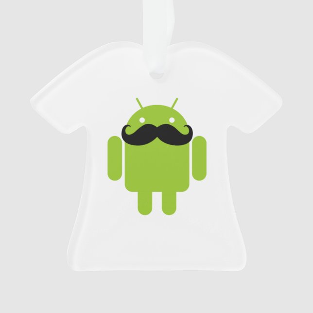 Android Robot Whimsical Moustache Style Ornament (Front)