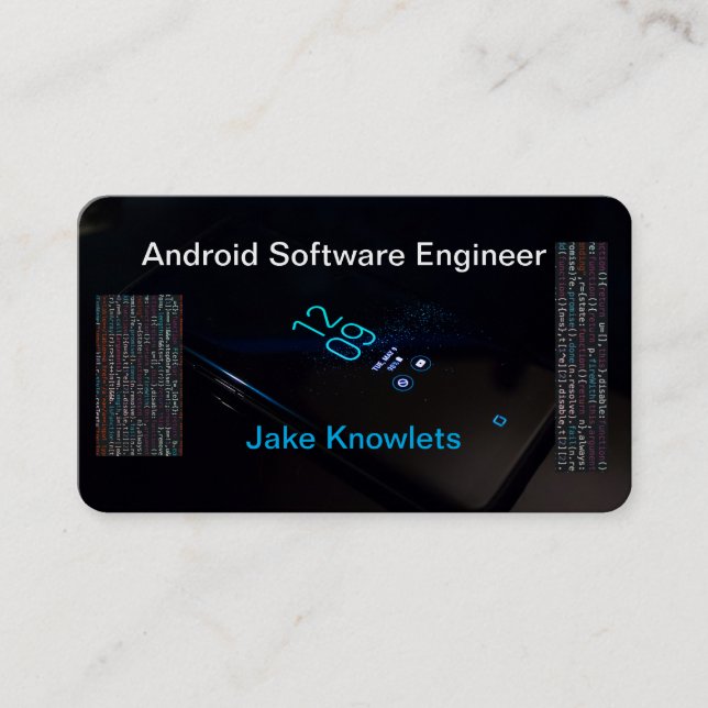 Android Software Engineer Premium Black  Business Card (Front)