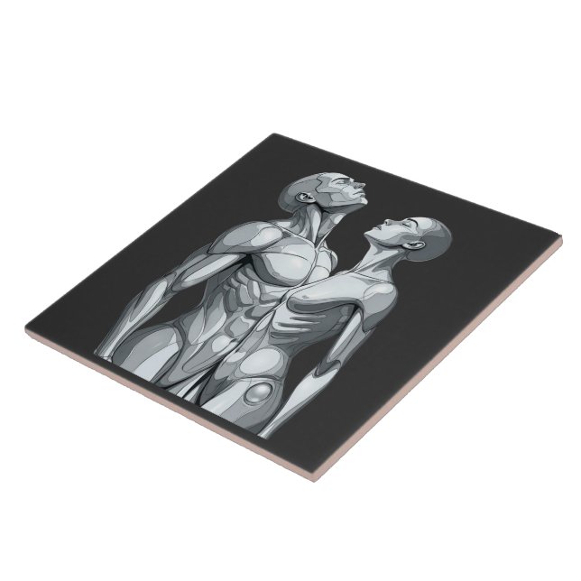 Android Union: Cyborg Couple Ceramic Tile Art (Side)