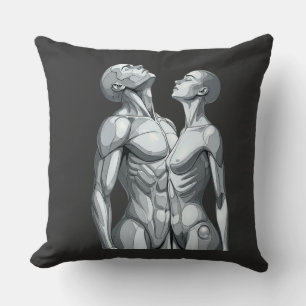 Android Union: Cyborg Couple Throw Pillow
