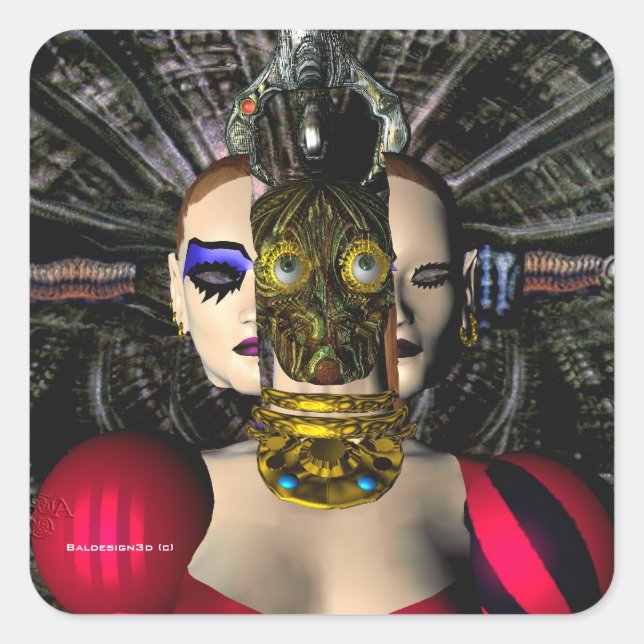 ANDROID XENIA SPACESHIP PILOT,Science Fiction Square Sticker (Front)