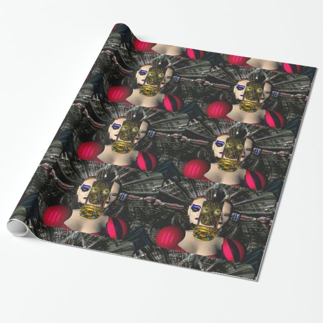 ANDROID XENIA SPACESHIP PILOT,Science Fiction Wrapping Paper (Unrolled)