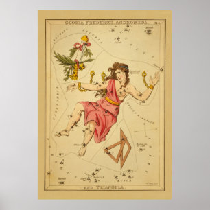 Andromeda - Vintage Astronomical Star Chart Image