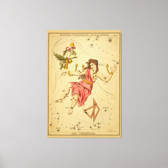 Andromeda - Vintage Astronomical Star Chart Image Canvas Print (Front)