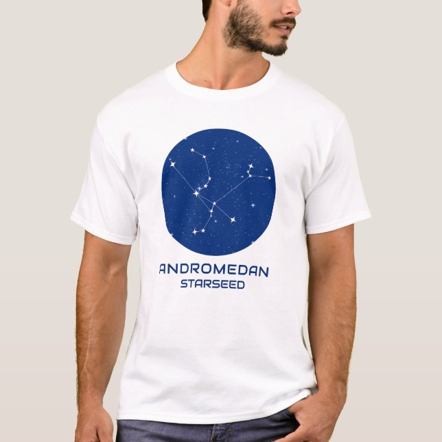 Andromedan Starseed T-Shirt | Blue Galactic Tee (Front)