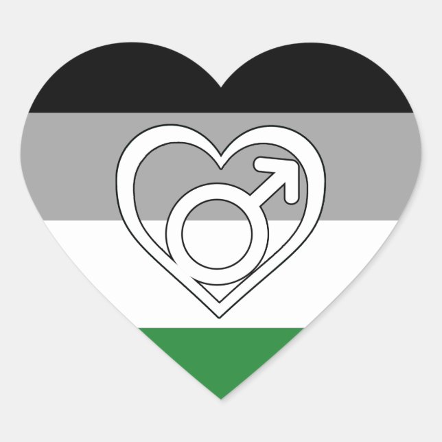 Androphilia Pride Flag and Symbol Heart Sticker (Front)