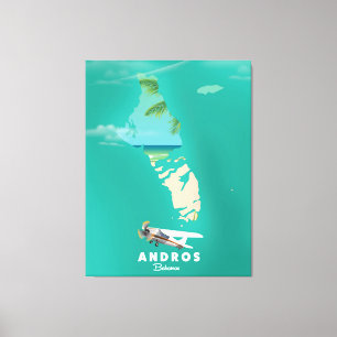 Andros Bahamas Vacation map. Canvas Print