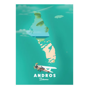 Andros Bahamas Vacation map. Photo Print