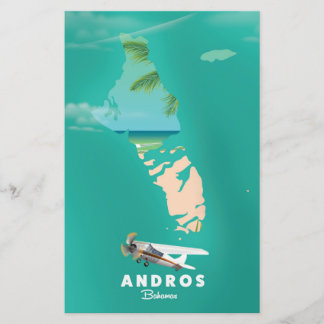 Andros Bahamas Vacation map. Stationery