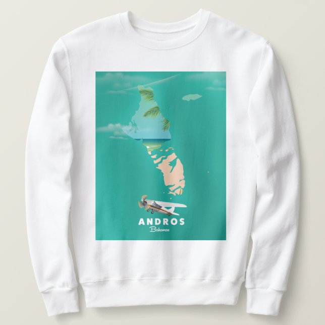 Andros Bahamas Vacation map. Sweatshirt (Design Front)
