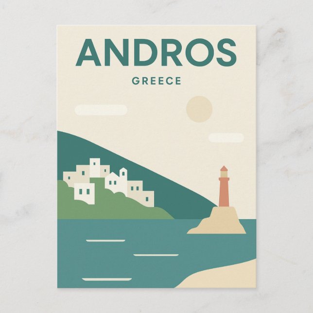 Andros Greece Minimalist Postcard (Front)