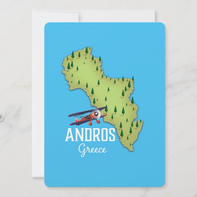 Andros Greek Map Illustrated travel poster (Front)