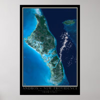 Andros Island Bahamas From Space Satellite Art