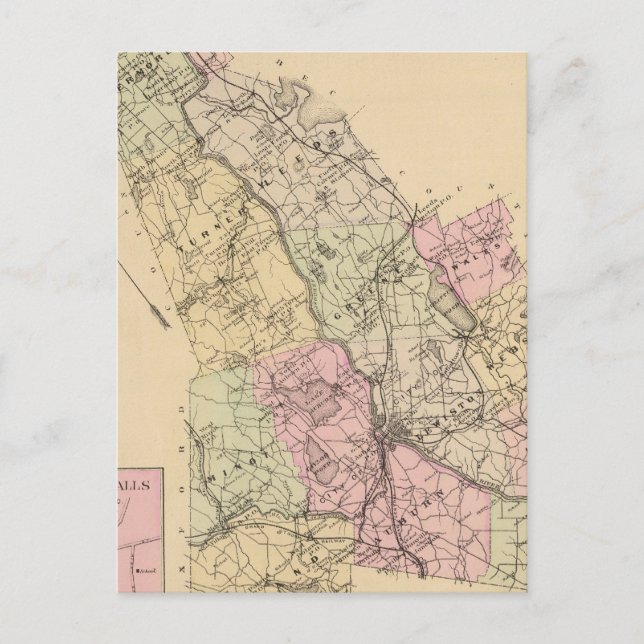 Androscoggin County, Maine Map Postcard (Front)