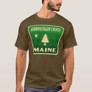Androscoggin County Maine Retro Pine Tree Badge Gr T-Shirt