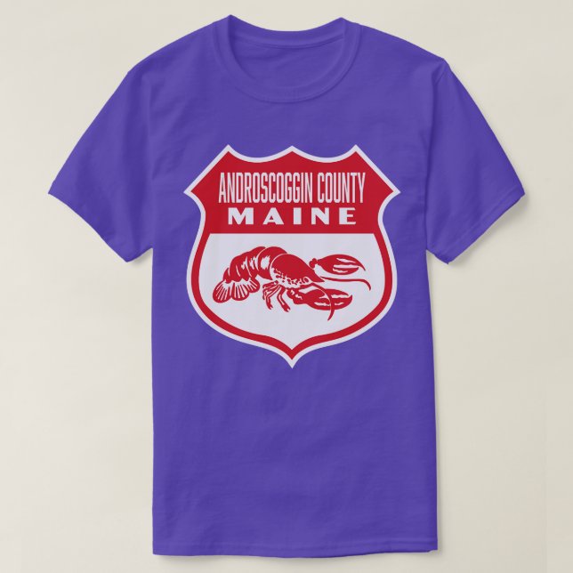 Androscoggin County Maine Retro  Shield Red T-Shirt (Design Front)