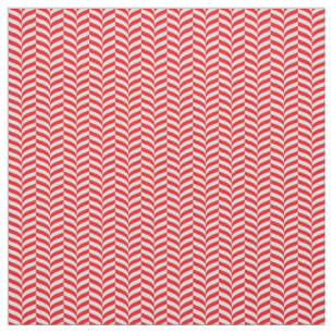 andy Cane Twist Geometric Red & Cream Chevron Fabric