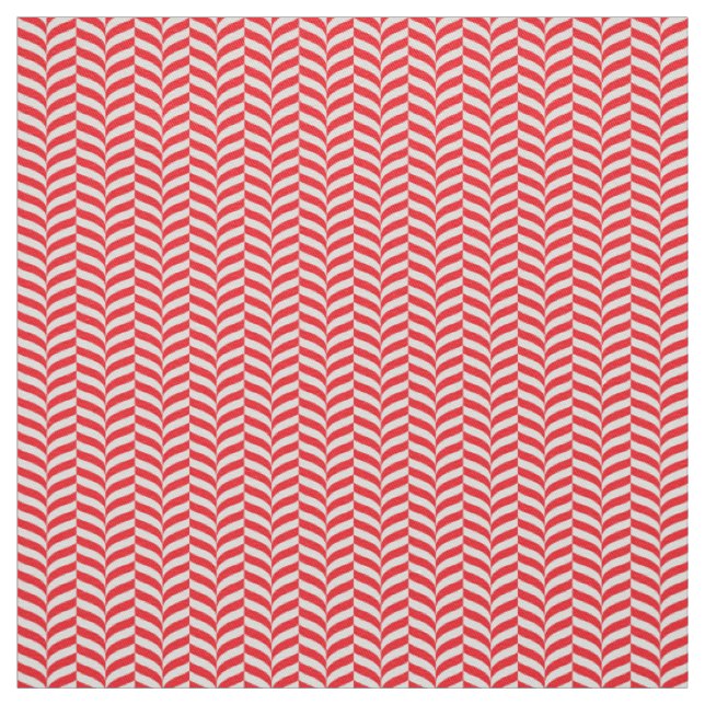 andy Cane Twist Geometric Red & Cream Chevron Fabric (Swatch)