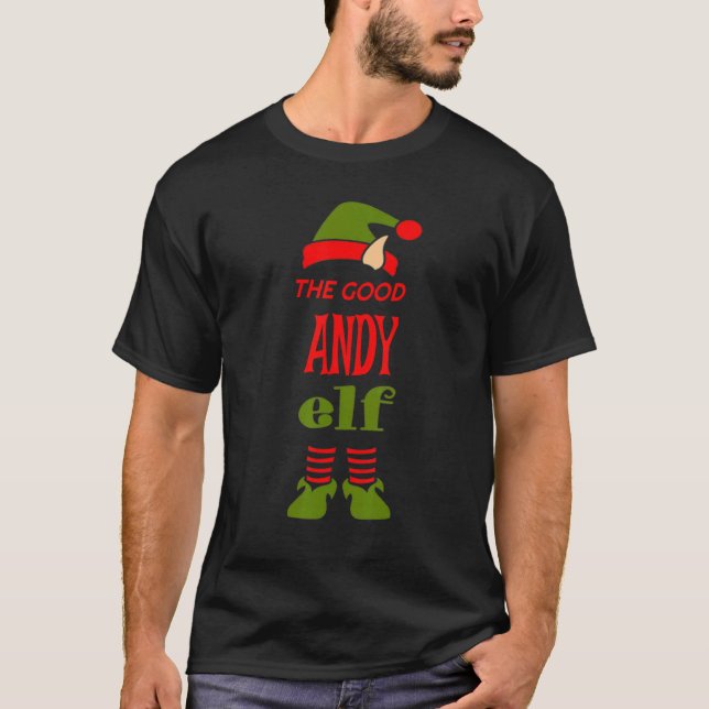 ANDY Elf Good Christmas Matching Pajama Party T-Shirt (Front)