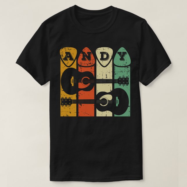 Andy Guitar Retro Pick Andy Guitar Musician Retro  T-Shirt (Design Front)