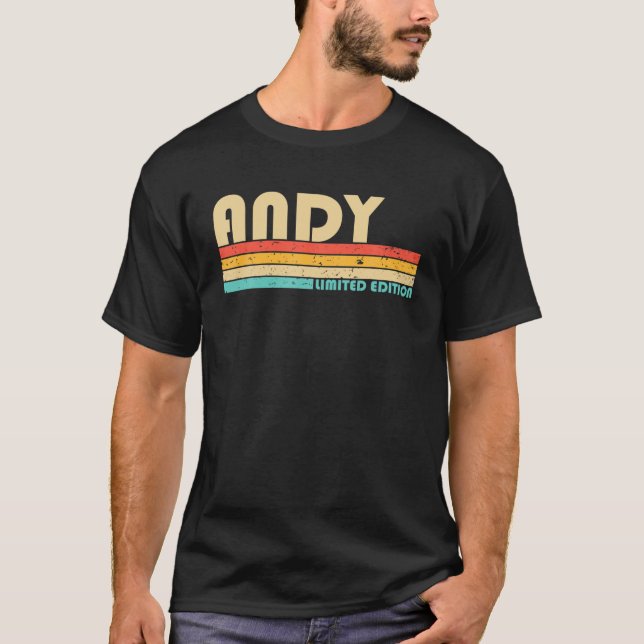 ANDY Name Personalised Funny Retro Vintage Birthda T-Shirt (Front)