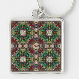 ANDY Personalised ~ Christmas Green Red ~ Key Ring