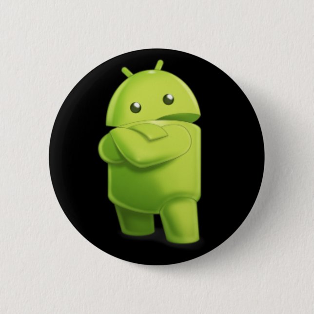 Andy the Android with Attitude Button! 6 Cm Round Badge (Front)