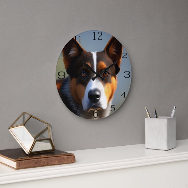Andy The Australian Blue Heeler, Large Clock (Office)
