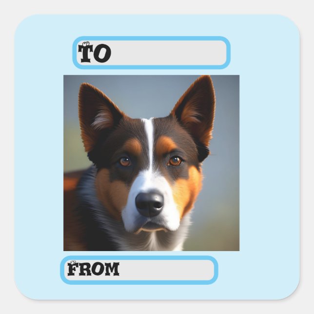 Andy The Australian Blue Heeler, Square Sticker (Front)