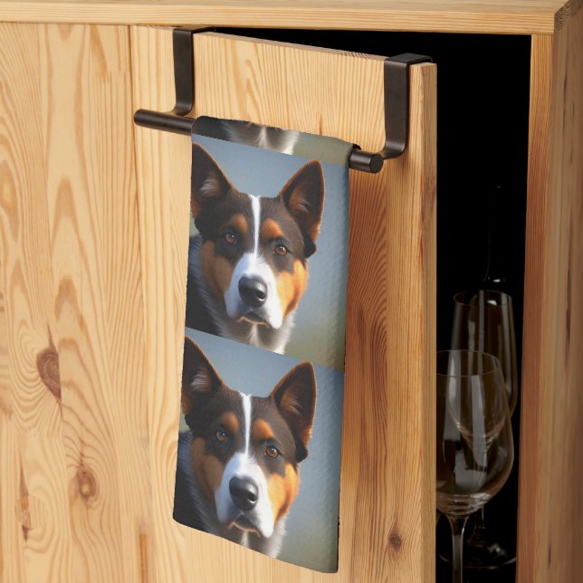 Andy The Australian Blue Heeler, Tea Towel (Thirds Fold)
