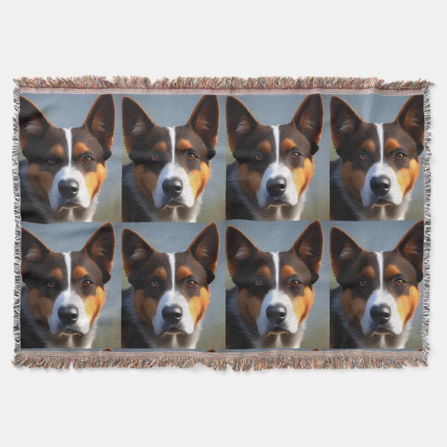 Andy The Australian Blue Heeler, Throw Blanket (Front)