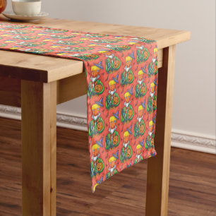 ANDY THE CANDY CORN MAN, BLACK CAT & JACK Colourfu Short Table Runner