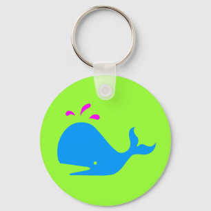 Andy Whale Singletons_aqua,magenta on green Key Ring