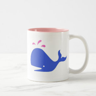 Andy Whale Singletons_blue,pink on white Two-Tone Coffee Mug