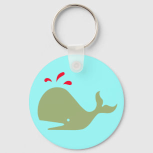 Andy Whale Singletons_green,red on teal Key Ring