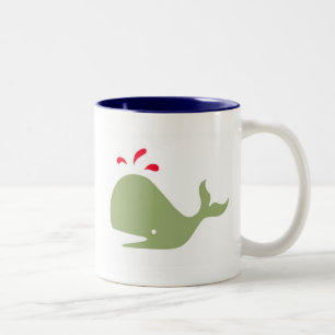 Andy Whale Singletons_green,red on white Two-Tone Coffee Mug
