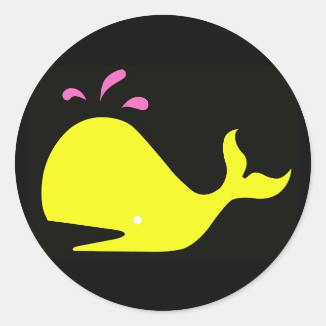 Andy Whale Singletons_yellow,pink on black Classic Round Sticker (Front)