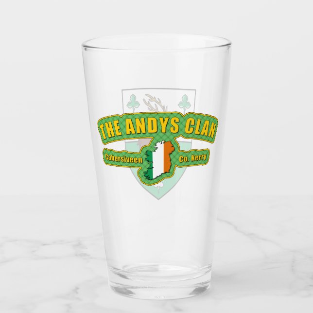 Andys Clan Pint Glass (Front)