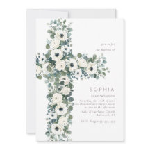 Anemone and Eucalyptus cross Baptism Christening