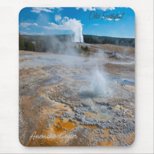 Anemone and Old Faithful Geysers Erupting Mouse Mat