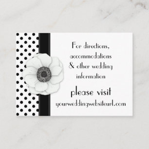Anemone Black White Polka Dots Wedding Website Enclosure Card
