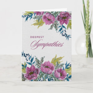 Anemone Blue & Pink Garland Sympathy Card
