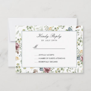 Anemone Blush Blue Grey flowers Wedding RSVP