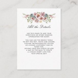 Anemone Blush Blue Grey WEDDING Details Directions Enclosure Card