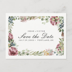 Anemone Blush    Floral Chic WEDDING save the date Announcement Postcard