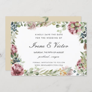 Anemone Blush Pink Neutral wedding Save the date Invitation