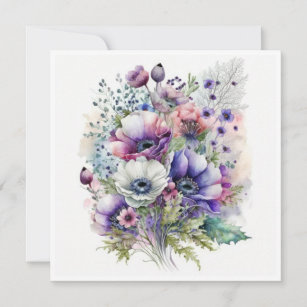 Anemone Bouquet Greetings Card