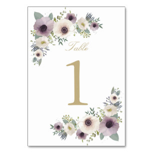 Anemone Bouquet Table Number Card
